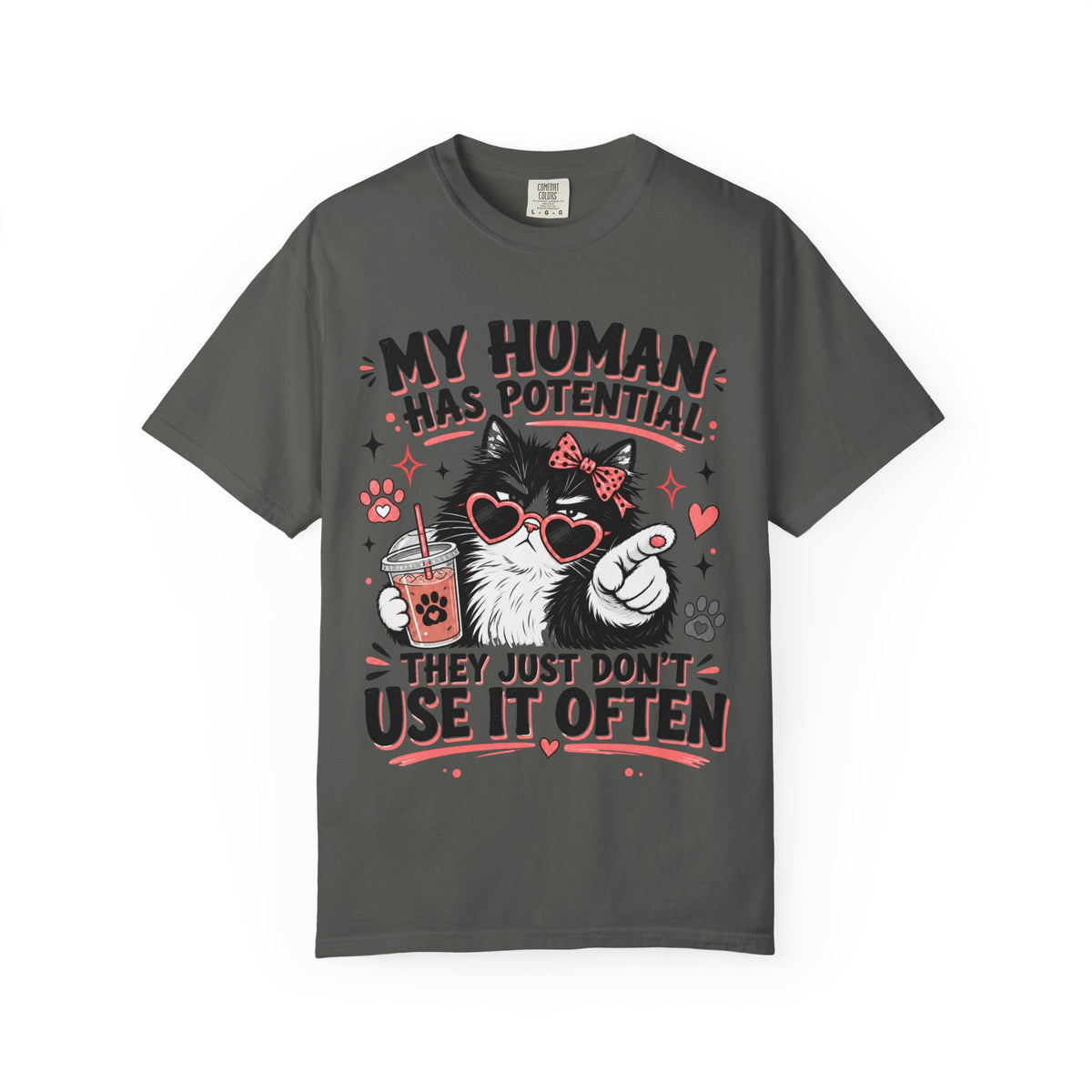 Cat Humor T-Shirt — "My Human Has Potential" Funny Cat Graphic Tee