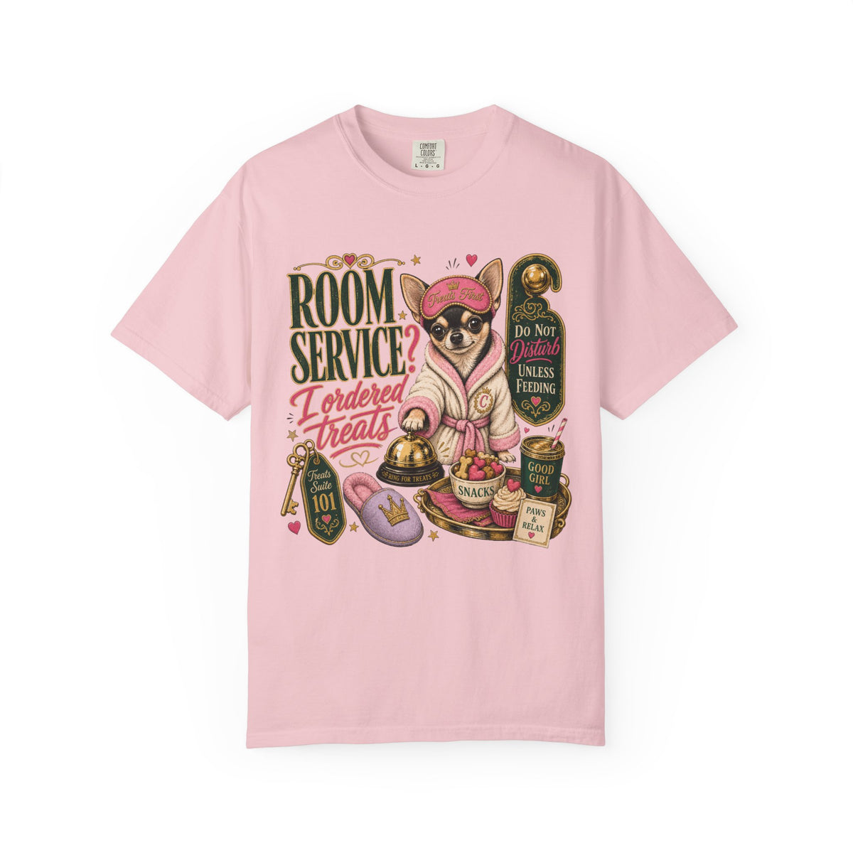 Room Service Treats T‑Shirt — Cute French Bulldog in Robe Graphic Tee
