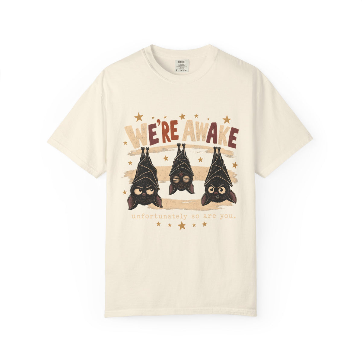 We're Awake Bat Shirt, Funny Halloween Bat Tee, Night Owl Spooky Season Shirt, Cute Bat Lover Gift, Retro Comfort Colors