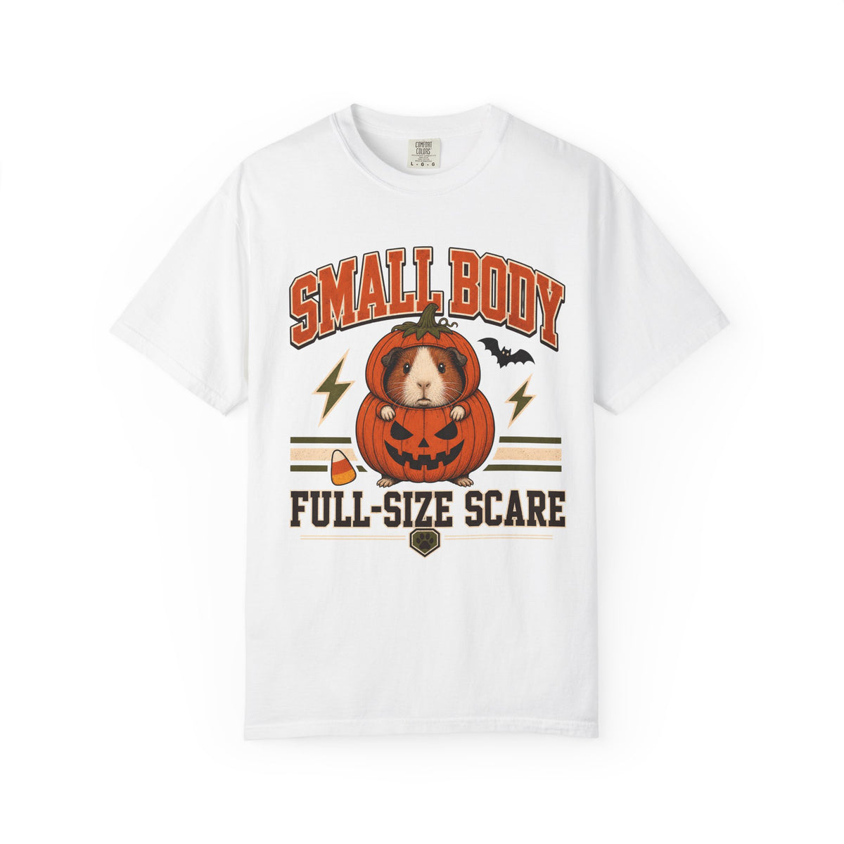 Small Body Full-Size Scare Shirt – Funny Guinea Pig Pumpkin Costume Halloween Tee, Retro Comfort Colors
