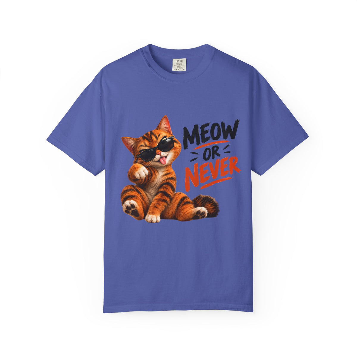 Meow or Never Cat T-Shirt — Cute Tabby Graphic Tee for Cat Lovers