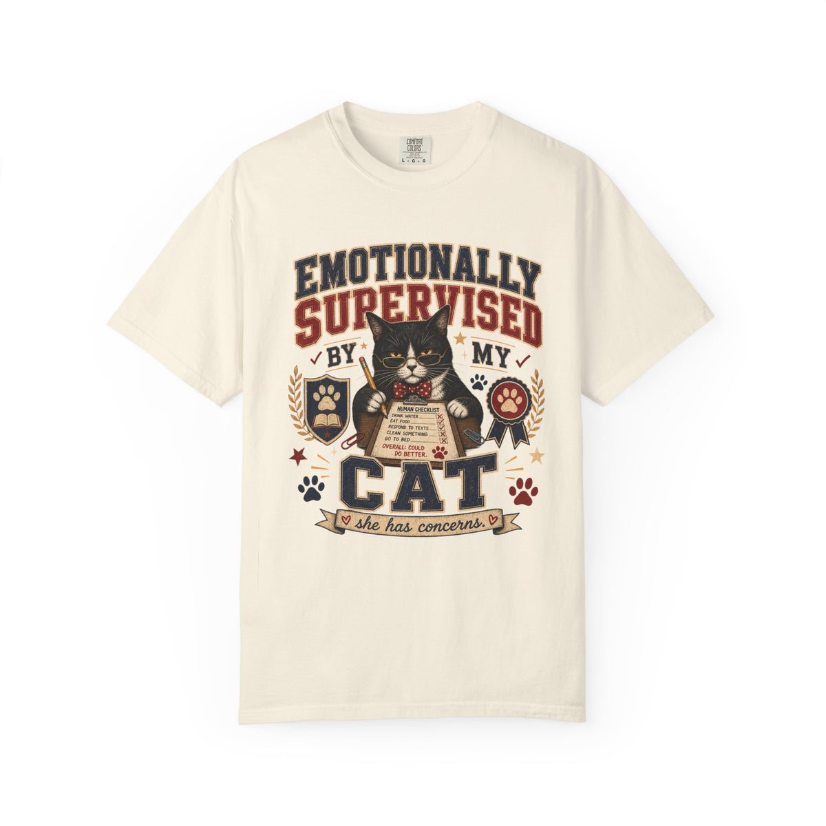 Emotionally Supervised by My Cat T-Shirt — Funny Cat Lover Tee