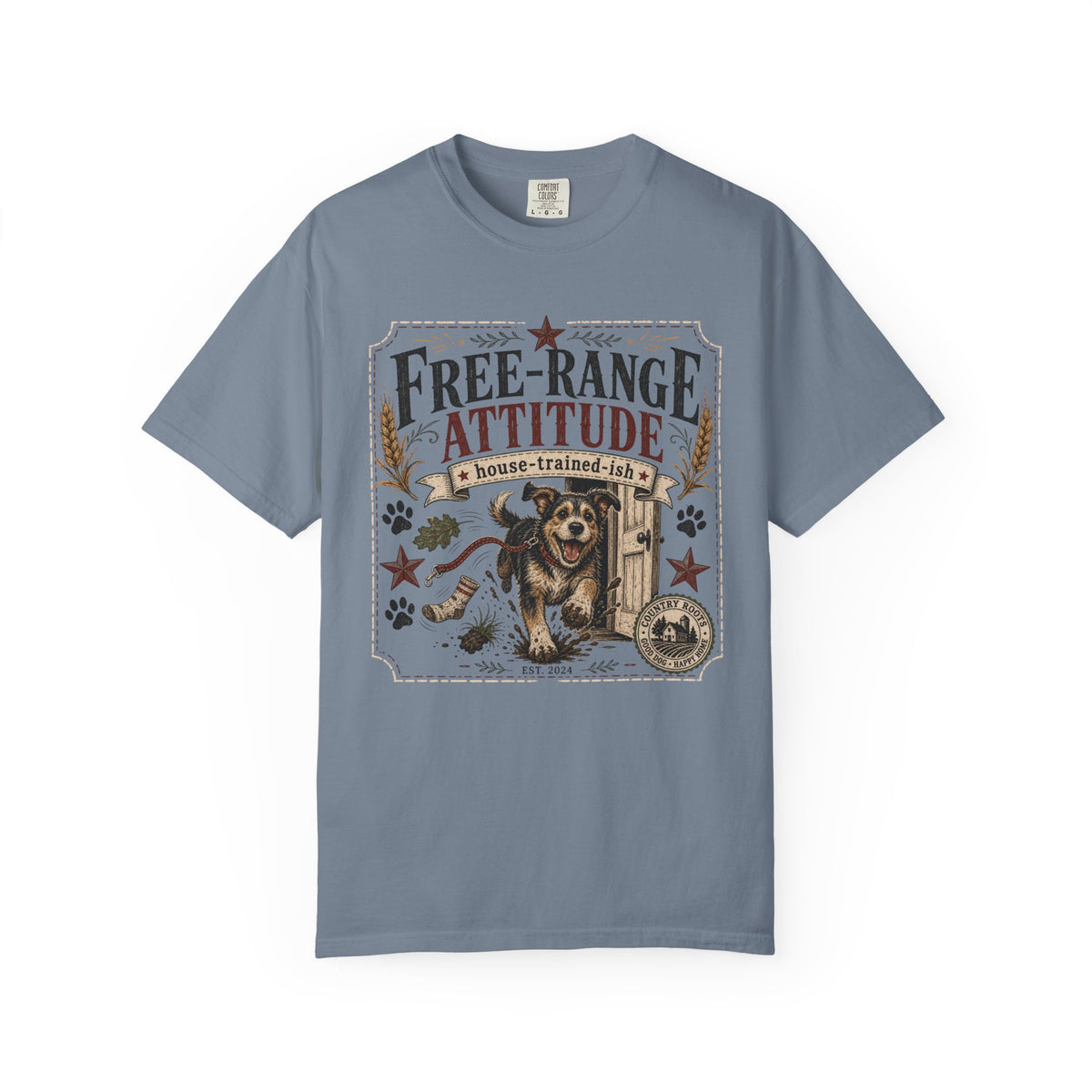 Free-Range Attitude Dog T-Shirt — 'House-Trained-ish' Graphic Tee