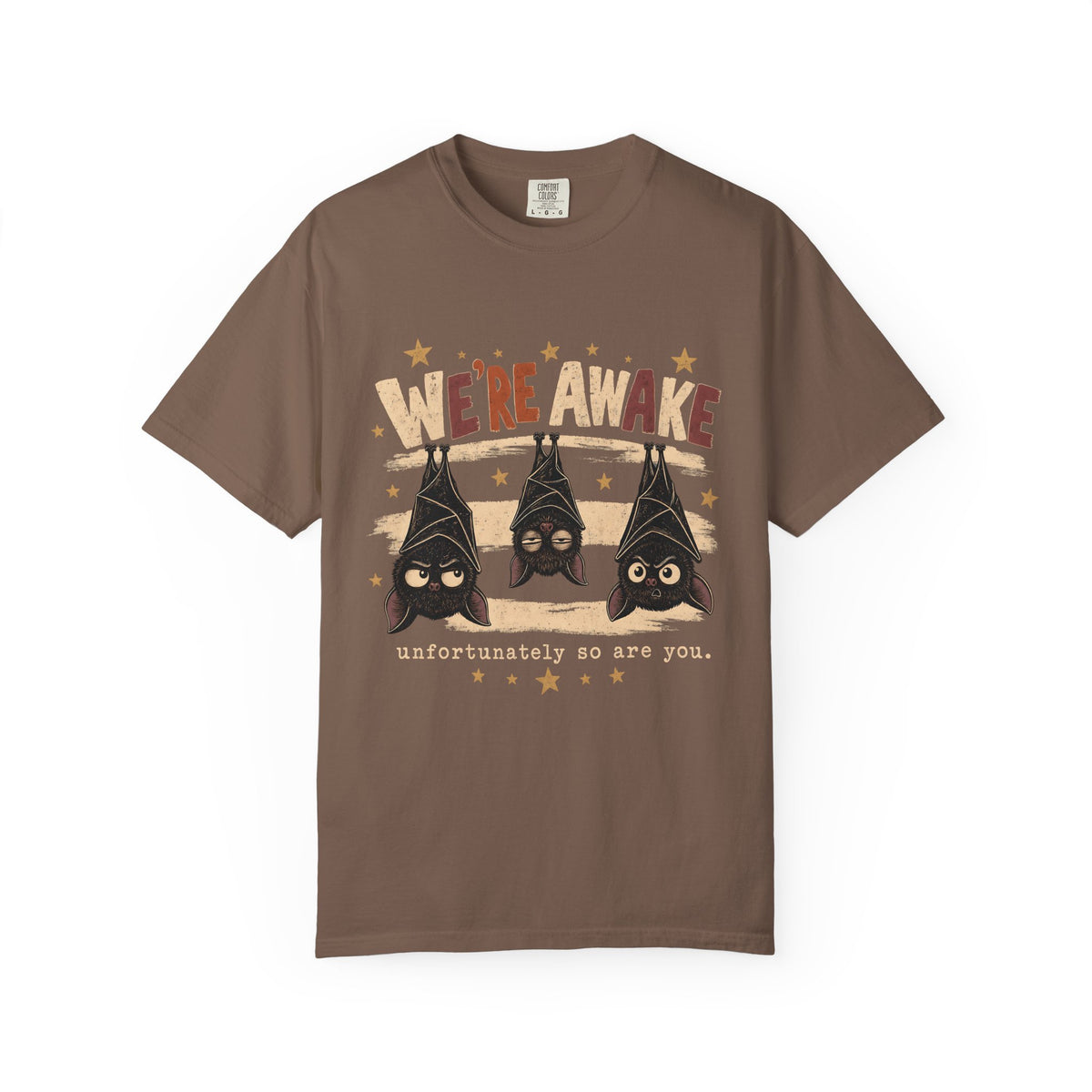 We're Awake Bat Shirt, Funny Halloween Bat Tee, Night Owl Spooky Season Shirt, Cute Bat Lover Gift, Retro Comfort Colors