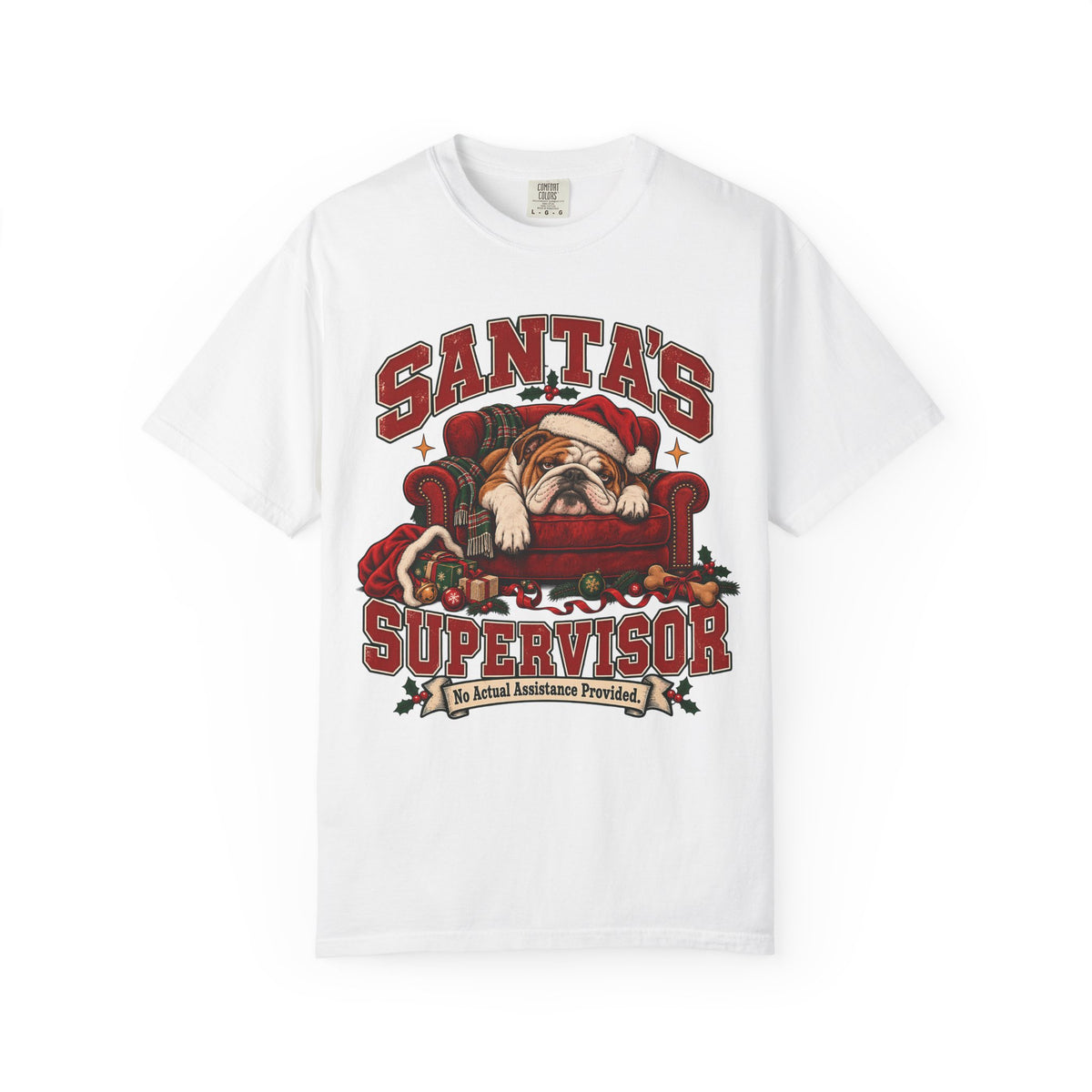 Funny Christmas Dog Shirt - Santa's Supervisor Bulldog Tee