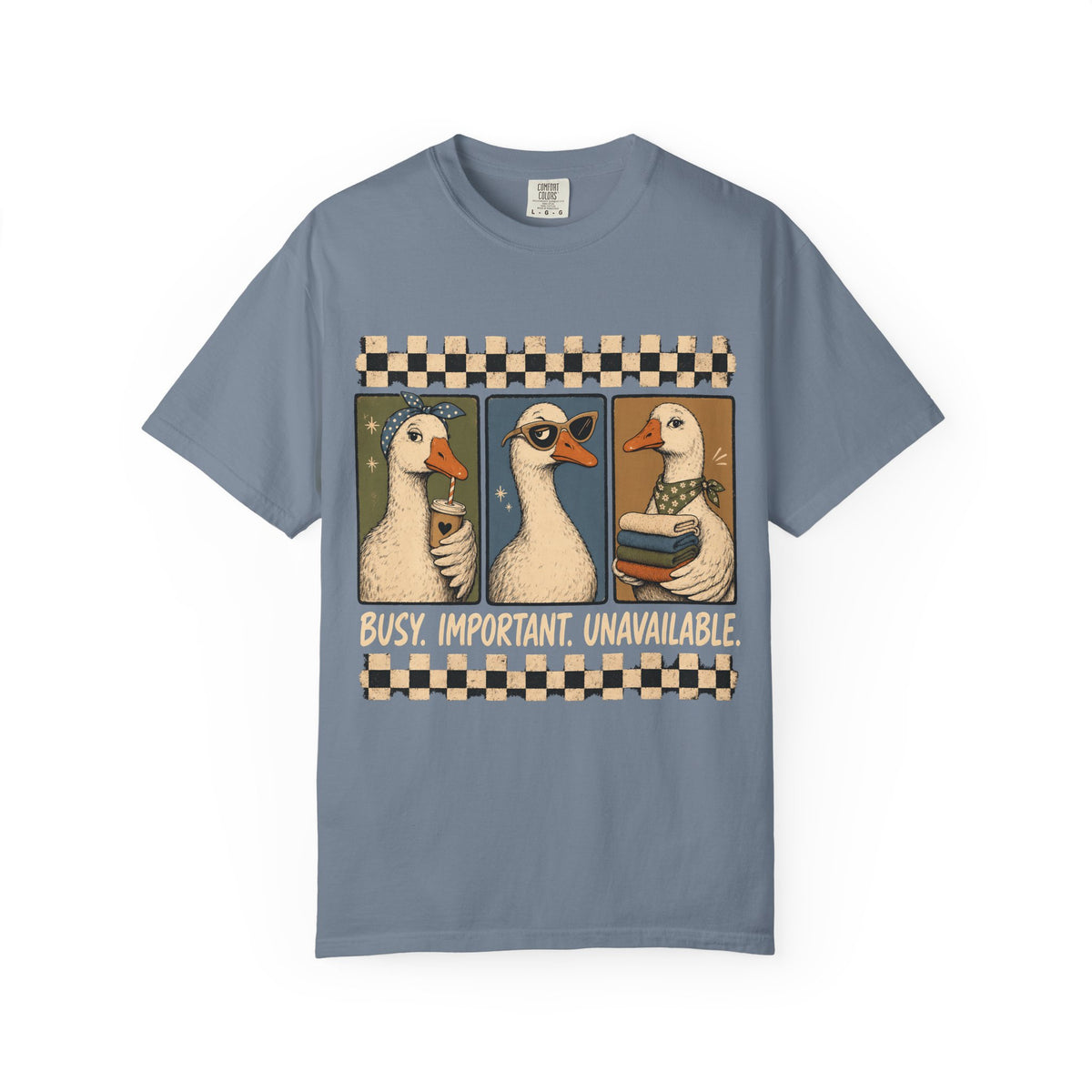 Busy Important Unavailable Shirt, Funny Silly Goose Tee, Introvert Duck Shirt, Sarcastic Coworker Gift, Retro Comfort Colors