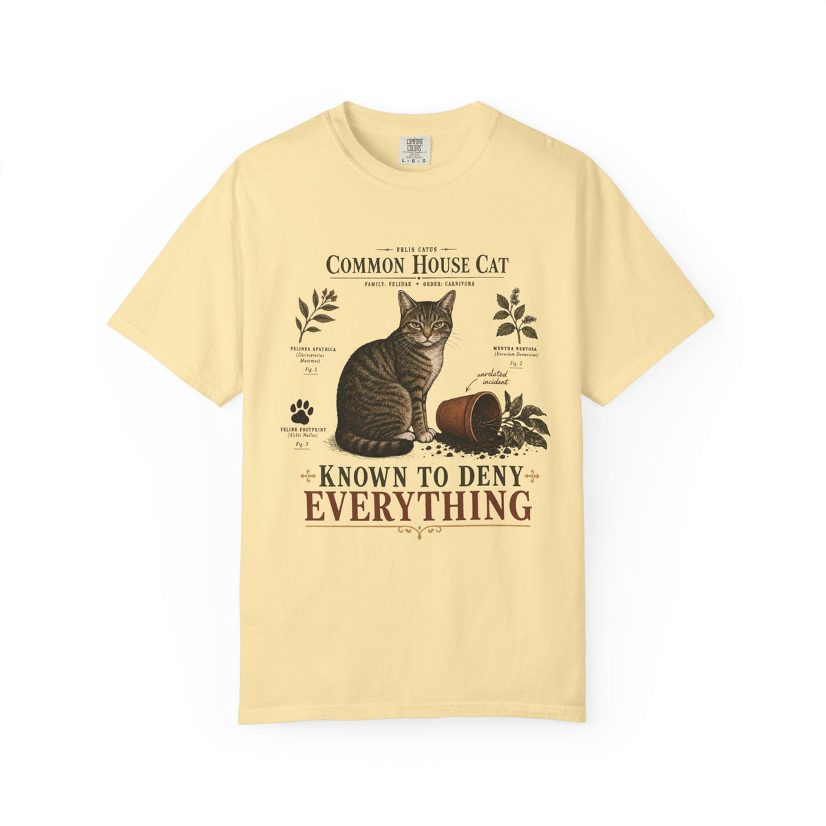 Common House Cat Known To Deny Everything Funny Cat Shirt | Vintage Scientific Field Guide Tabby Cat Tee | Funny Cat Mom Shirt