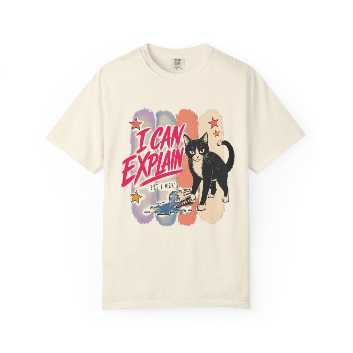 I Can Explain Shirt, Funny Tuxedo Cat Tee, Black Cat Mom Gift, Sassy Cat Lover T-Shirt, Retro Comfort Colors