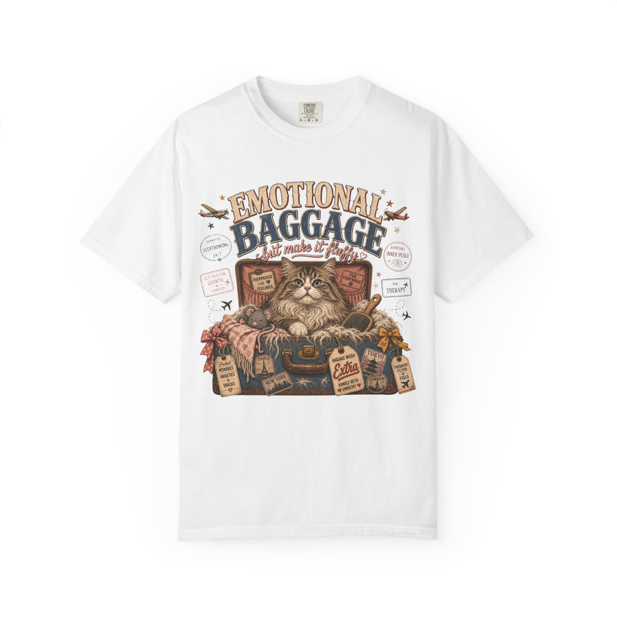 T-Shirt — 'Emotional Baggage' Cat Graphic Tee