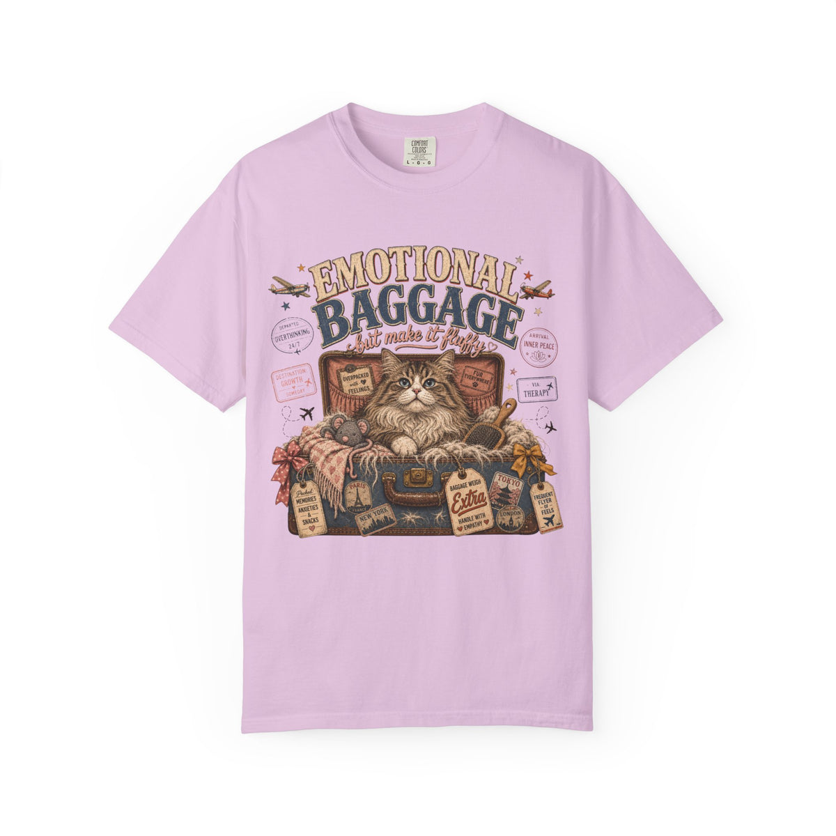 T-Shirt — 'Emotional Baggage' Cat Graphic Tee
