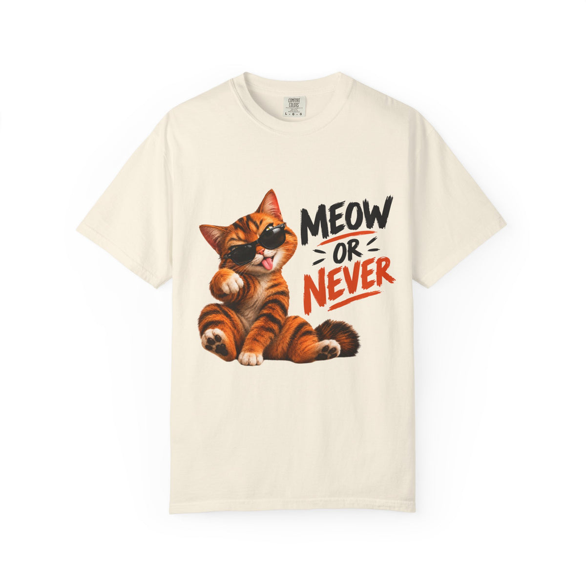 Meow or Never Cat T-Shirt — Cute Tabby Graphic Tee for Cat Lovers