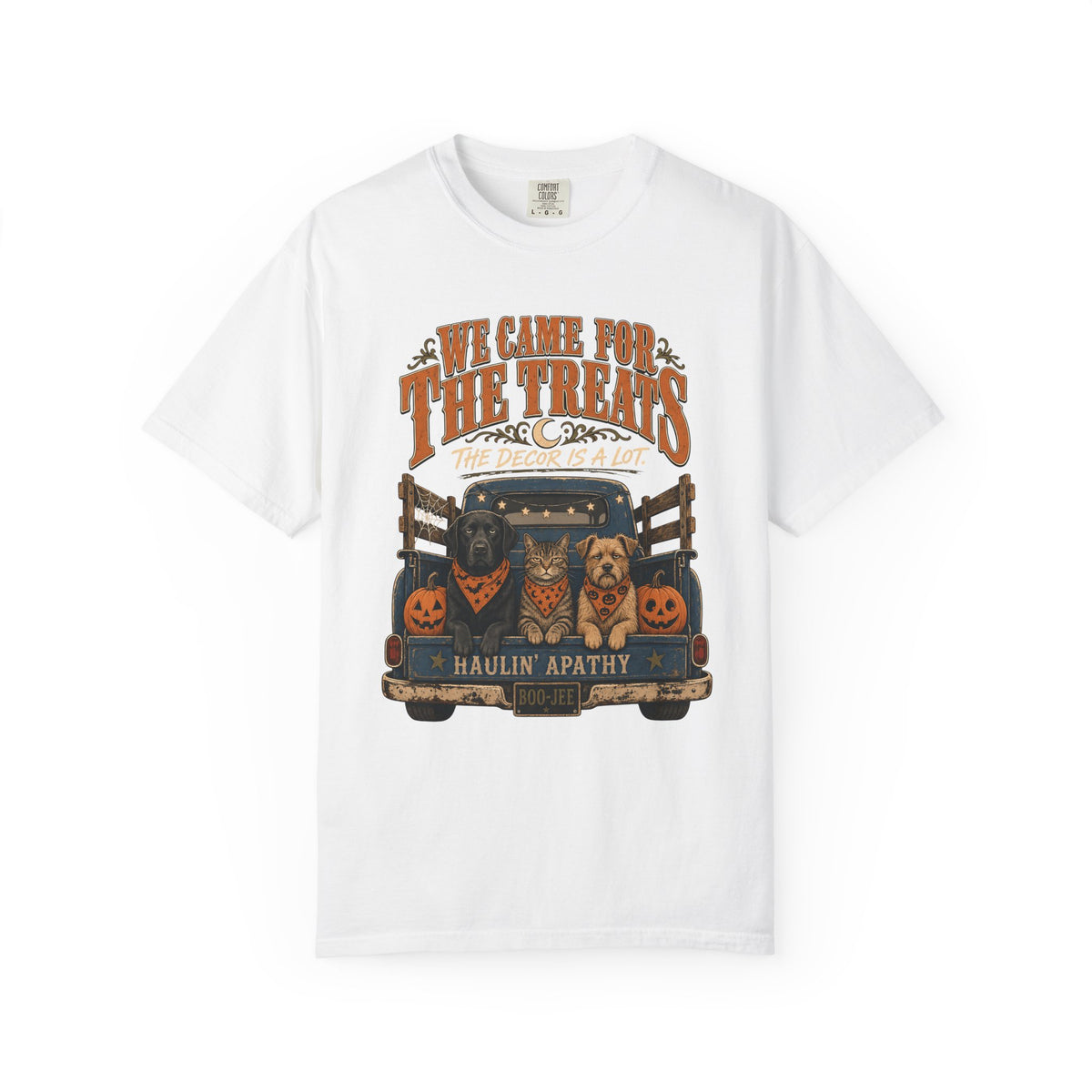 We Came for the Treats The Decor Is a Lot Shirt – Funny Dog and Cat Vintage Truck Halloween Tee, Comfort Colors