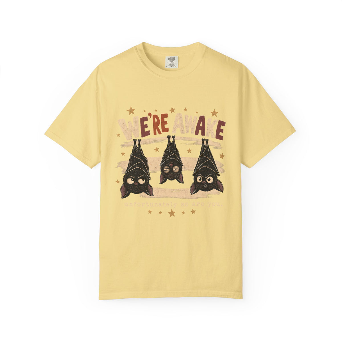 We're Awake Bat Shirt, Funny Halloween Bat Tee, Night Owl Spooky Season Shirt, Cute Bat Lover Gift, Retro Comfort Colors