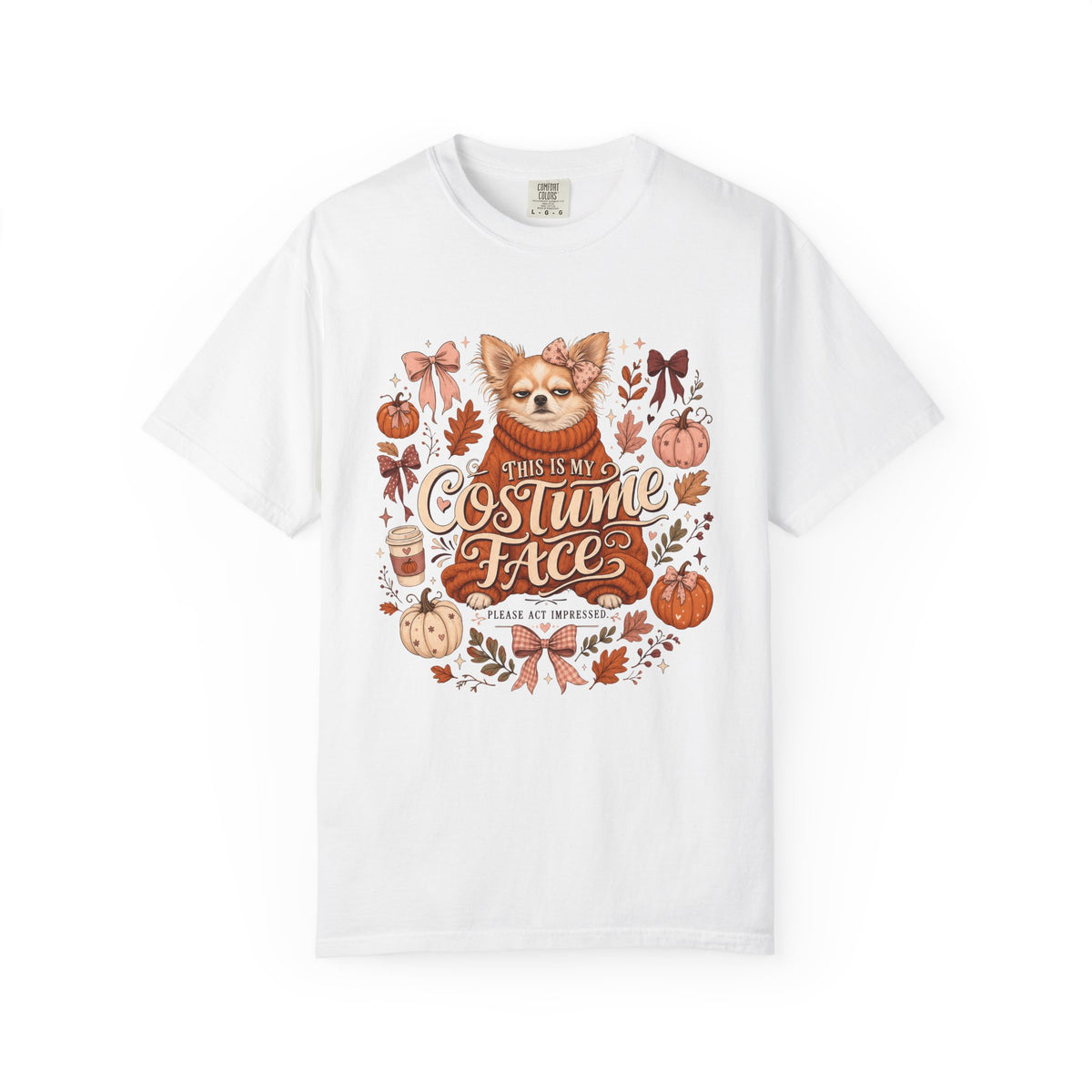 Funny Chihuahua Halloween Shirt | Costume Face Please Act Impressed | Comfort Colors Tee