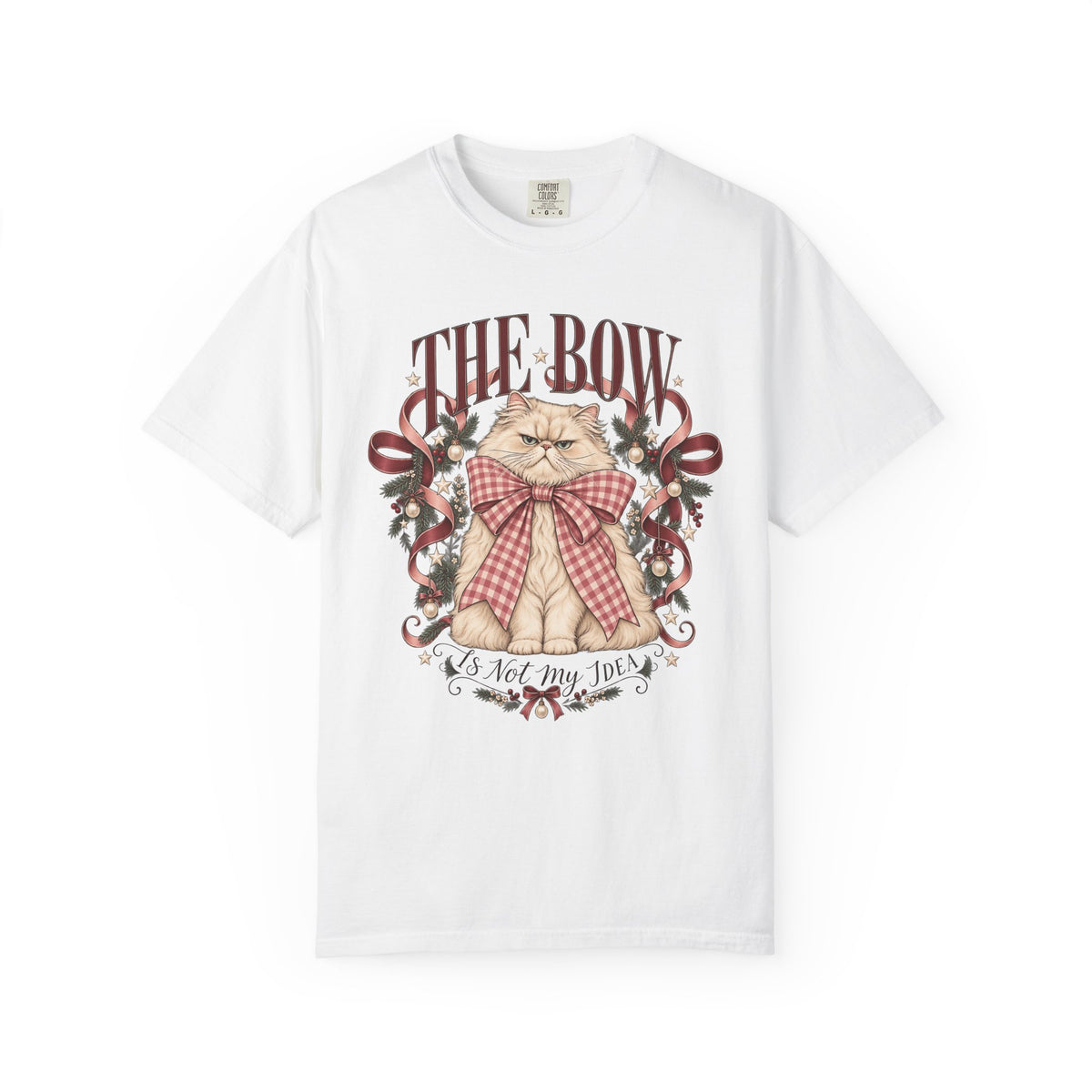 The Bow Is Not My Idea Funny Christmas Cat Shirt