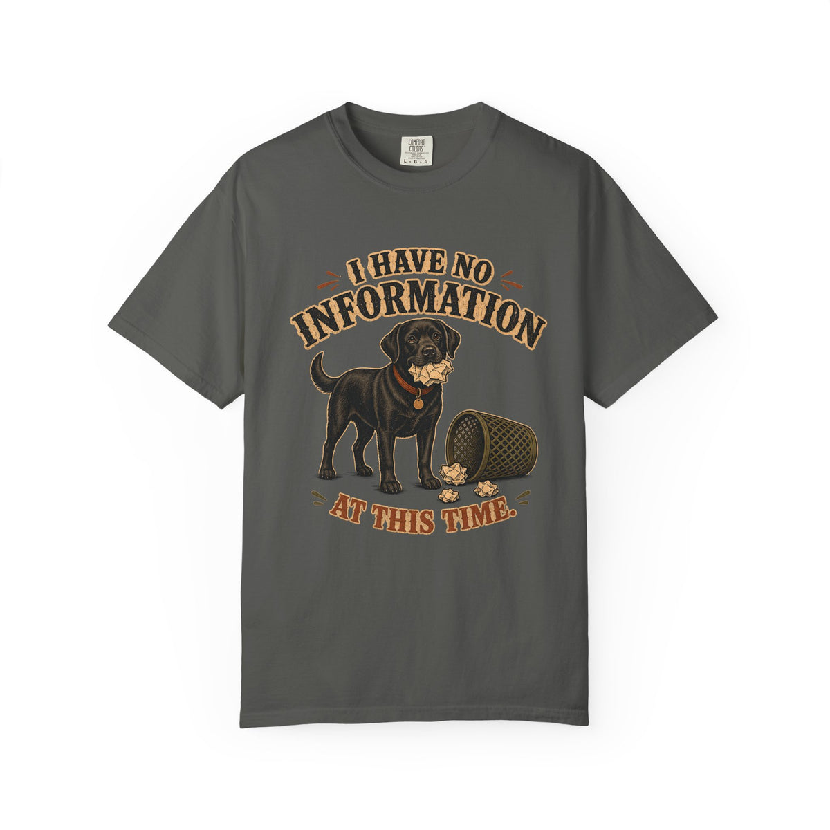 I Have No Information At This Time Shirt, Funny Black Dog Tee, Guilty Dog Trash Can Shirt, Dog Mom Gift, Comfort Colors