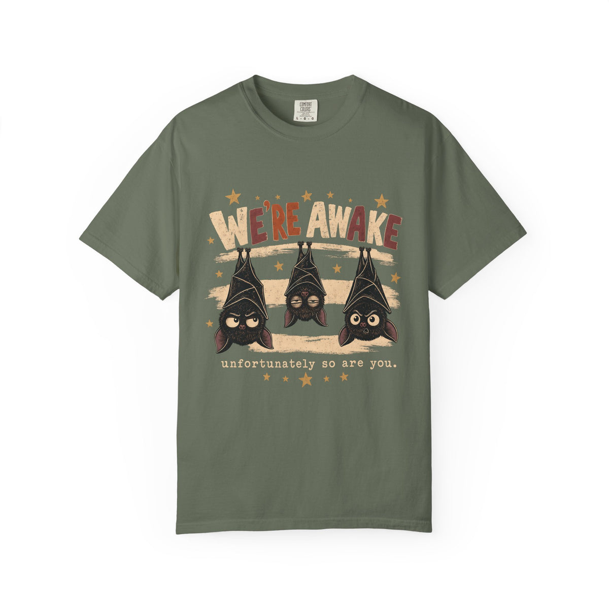 We're Awake Bat Shirt, Funny Halloween Bat Tee, Night Owl Spooky Season Shirt, Cute Bat Lover Gift, Retro Comfort Colors