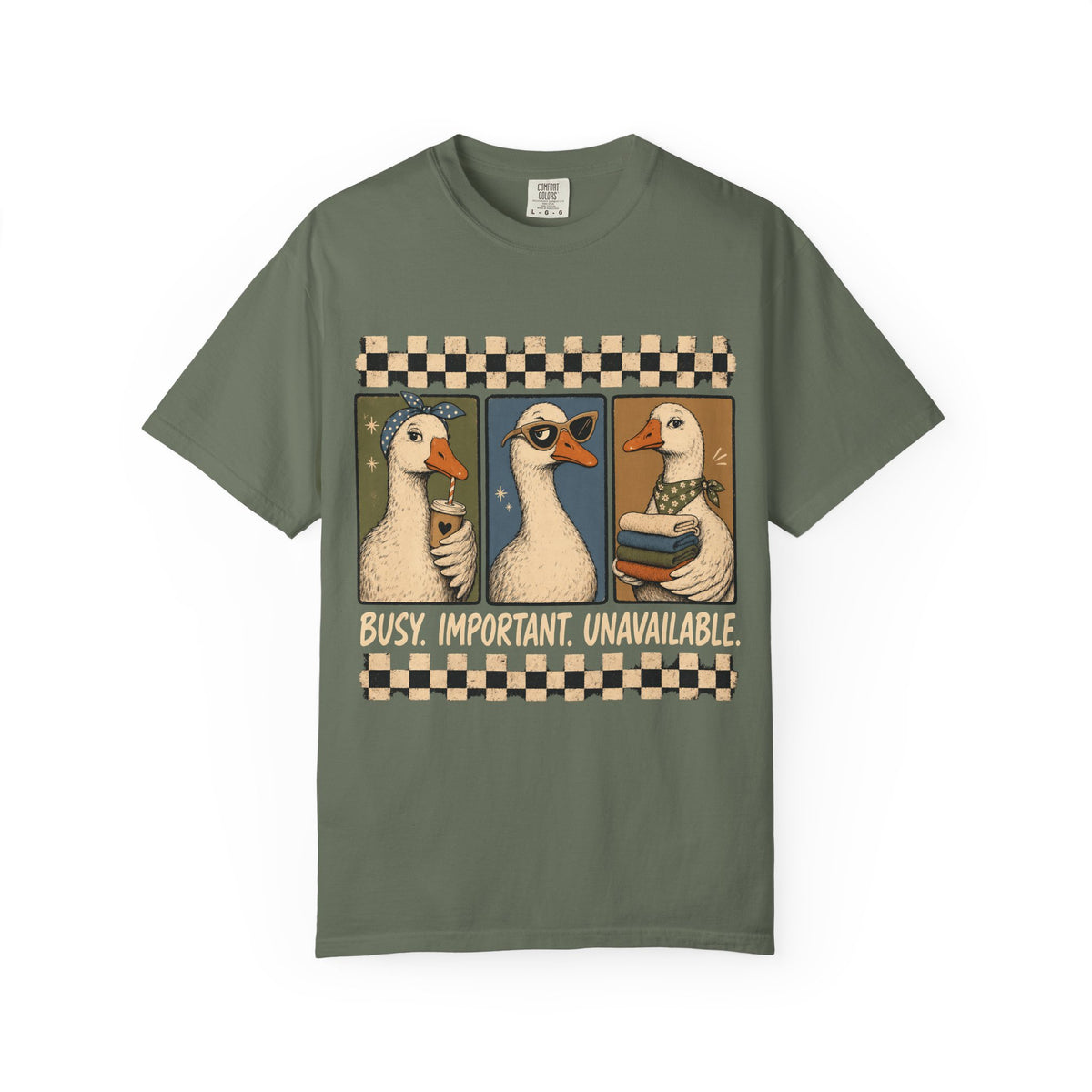 Busy Important Unavailable Shirt, Funny Silly Goose Tee, Introvert Duck Shirt, Sarcastic Coworker Gift, Retro Comfort Colors