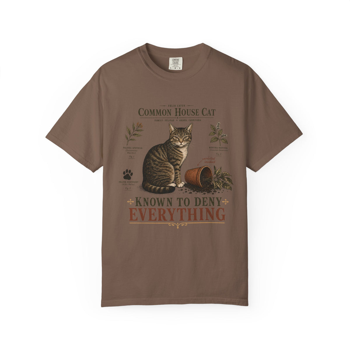Common House Cat Known To Deny Everything Funny Cat Shirt | Vintage Scientific Field Guide Tabby Cat Tee | Funny Cat Mom Shirt