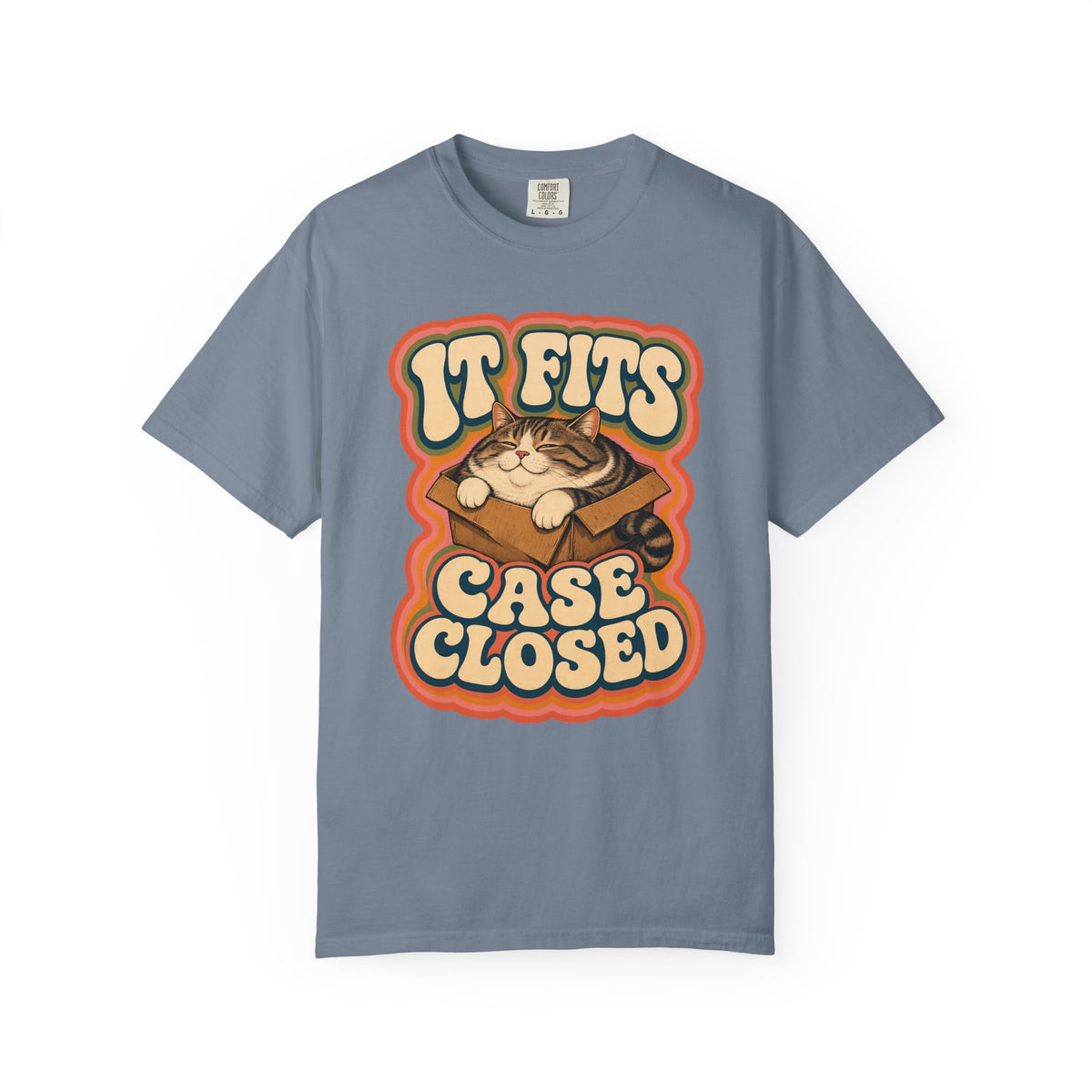 If It Fits Case Closed Shirt, Funny Cat In A Box Tee, Chubby Tabby Cat Mom Gift, Retro 70s Cat Lover T-Shirt, Comfort Colors