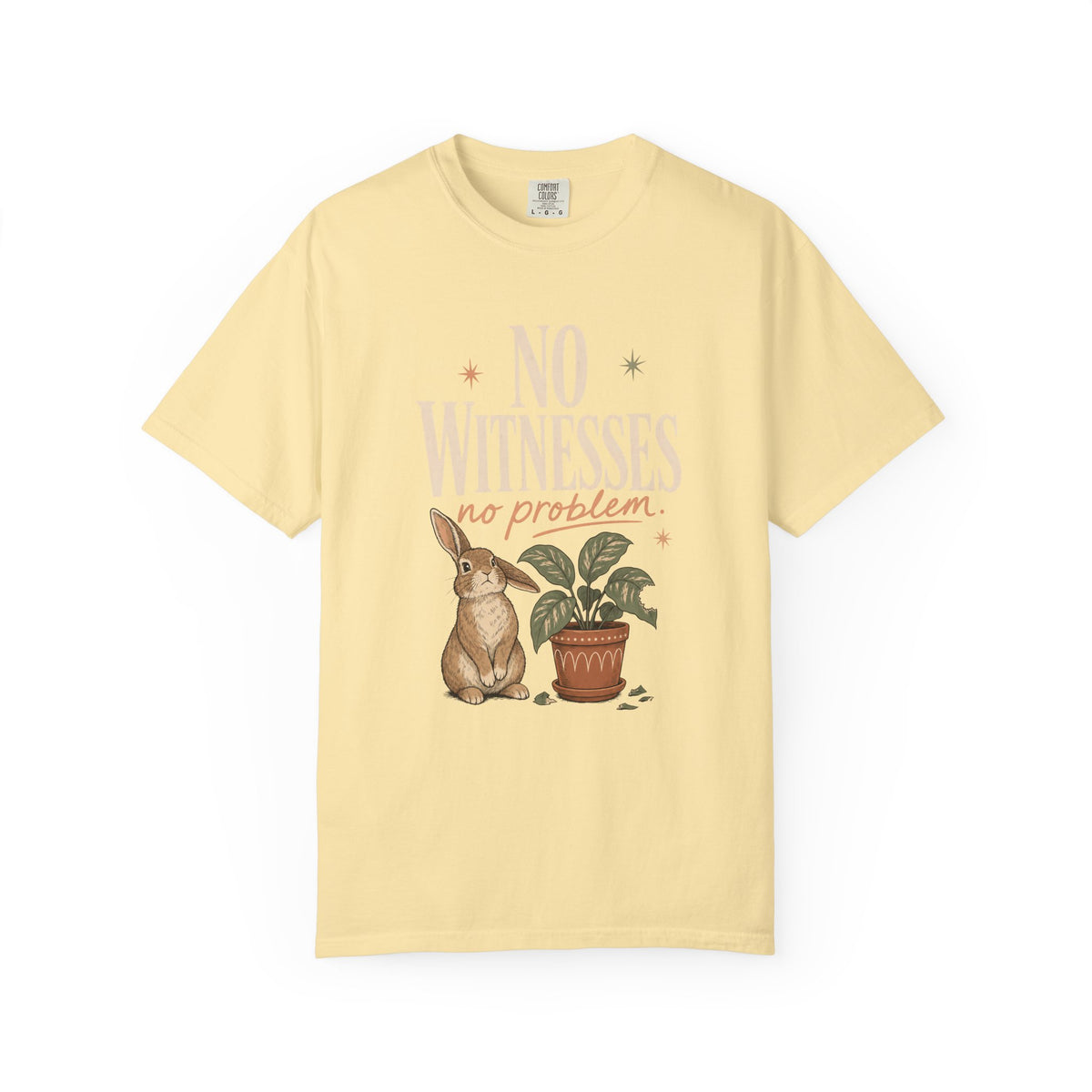 No Witnesses No Problem Shirt, Funny Bunny Tee, Rabbit Mom Gift, Plant Lover Bunny Shirt, Cute Cottagecore Comfort Colors