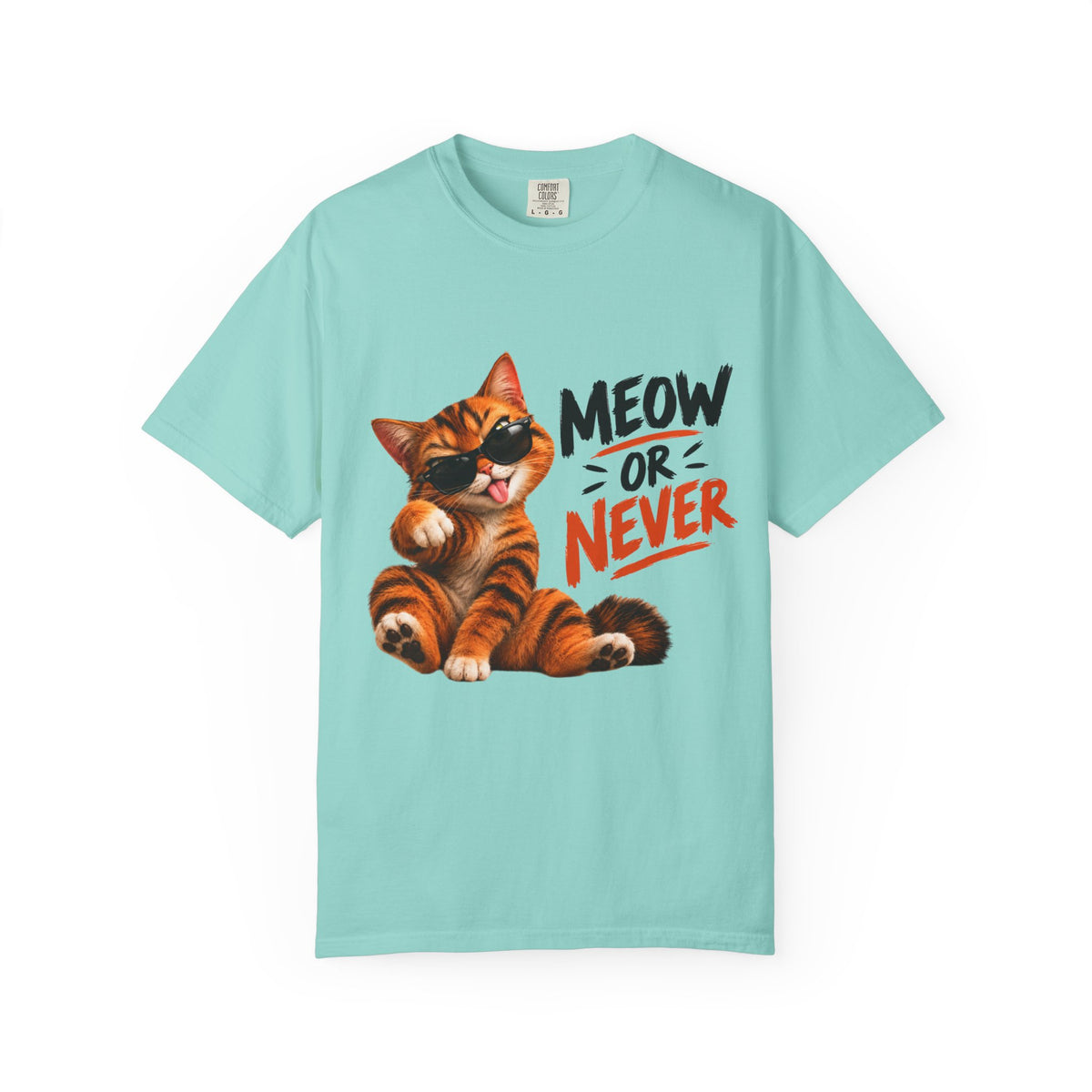Meow or Never Cat T-Shirt — Cute Tabby Graphic Tee for Cat Lovers