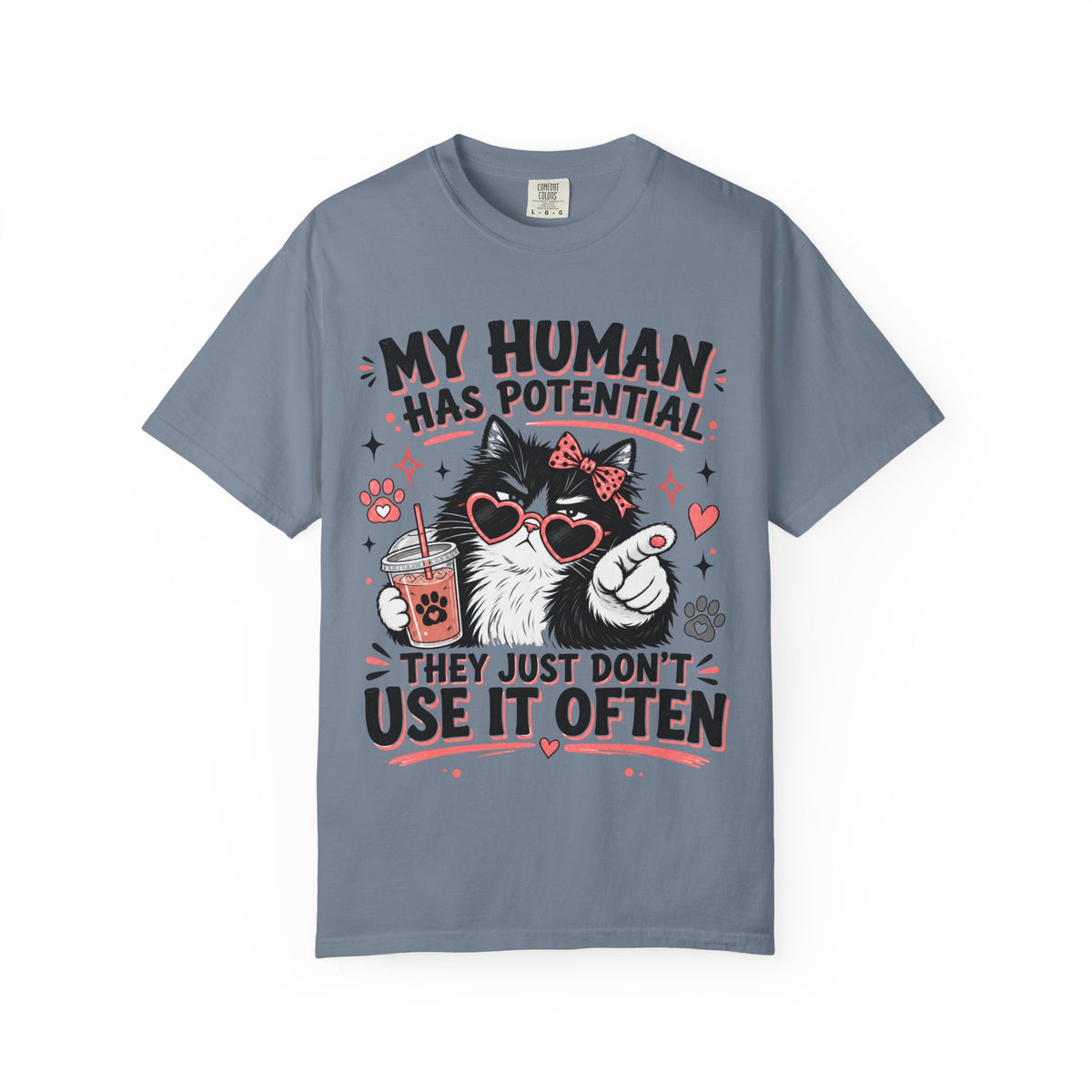 Cat Humor T-Shirt — "My Human Has Potential" Funny Cat Graphic Tee