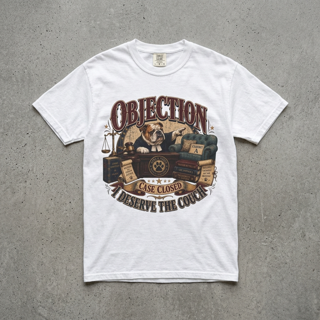Objection! Bulldog Judge 'Case Closed' T-Shirt