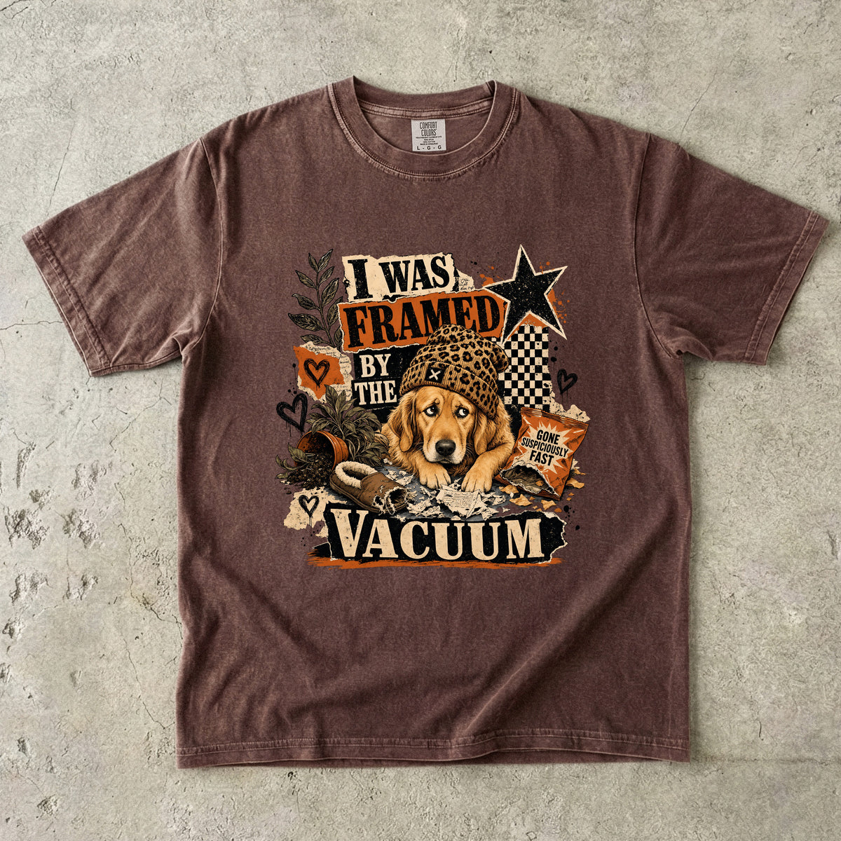 I Was Framed By The Vacuum Funny Golden Retriever T-Shirt