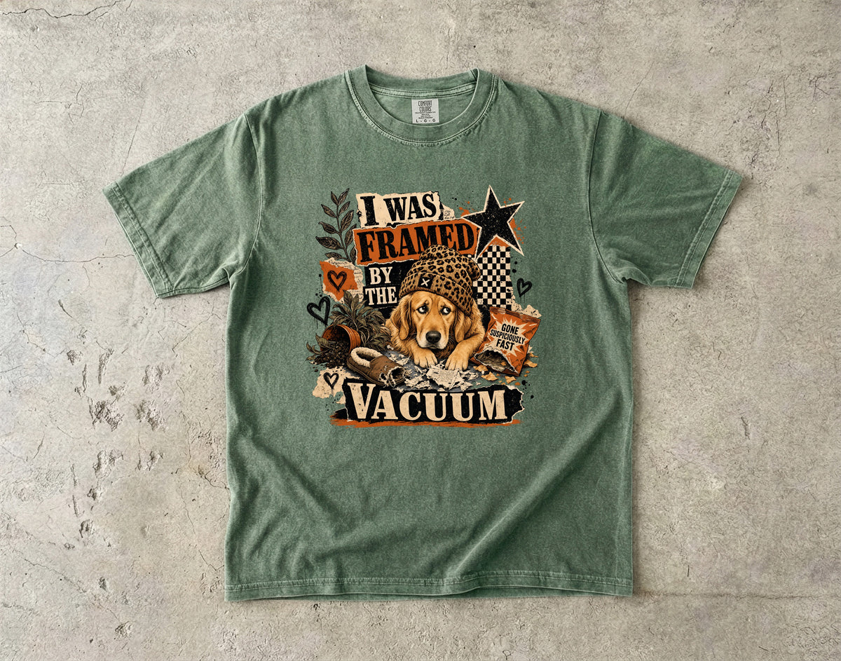I Was Framed By The Vacuum Funny Golden Retriever T-Shirt