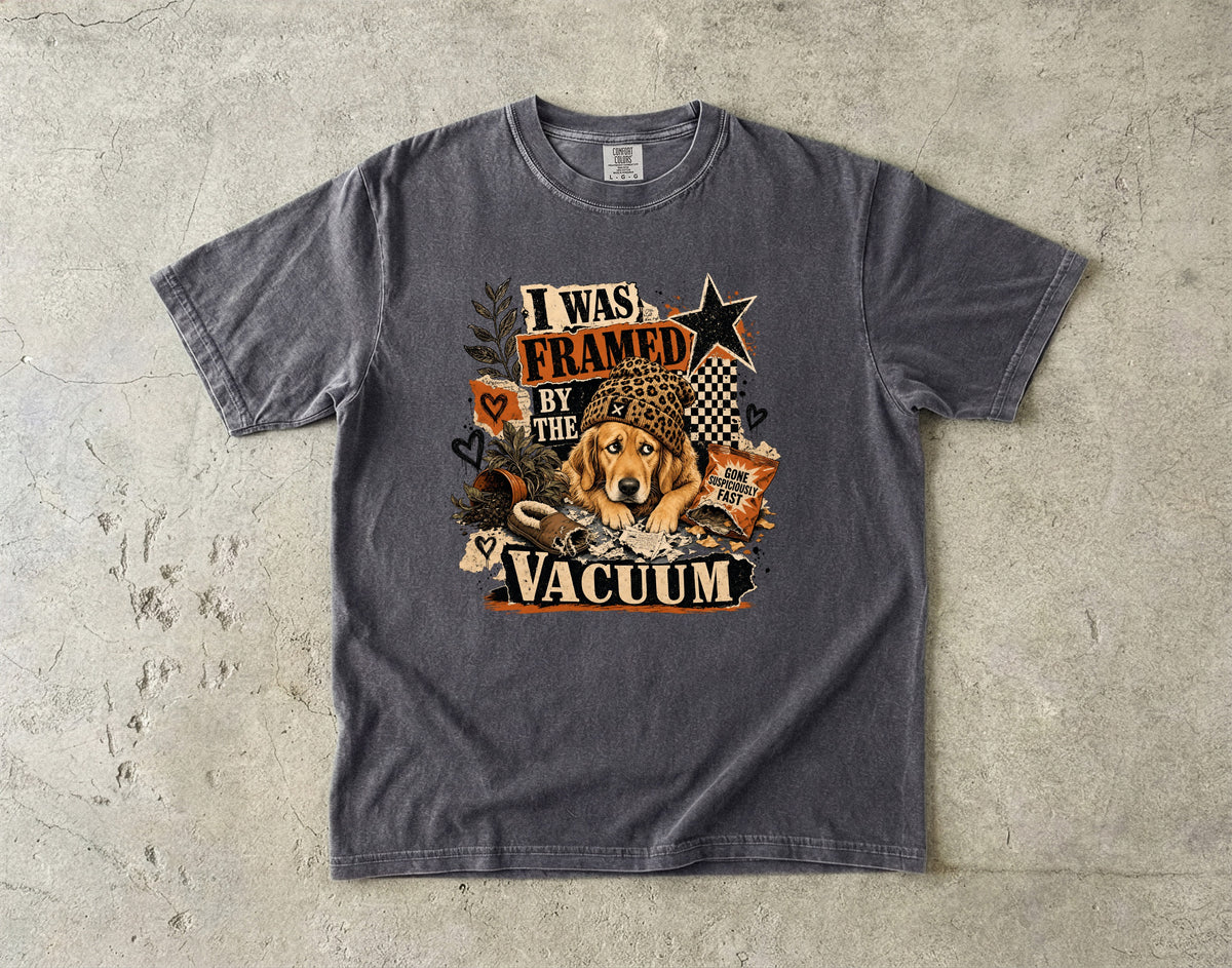 I Was Framed By The Vacuum Funny Golden Retriever T-Shirt