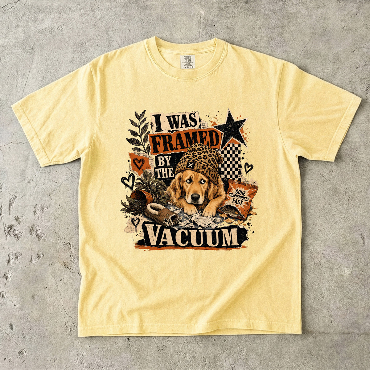 I Was Framed By The Vacuum Funny Golden Retriever T-Shirt