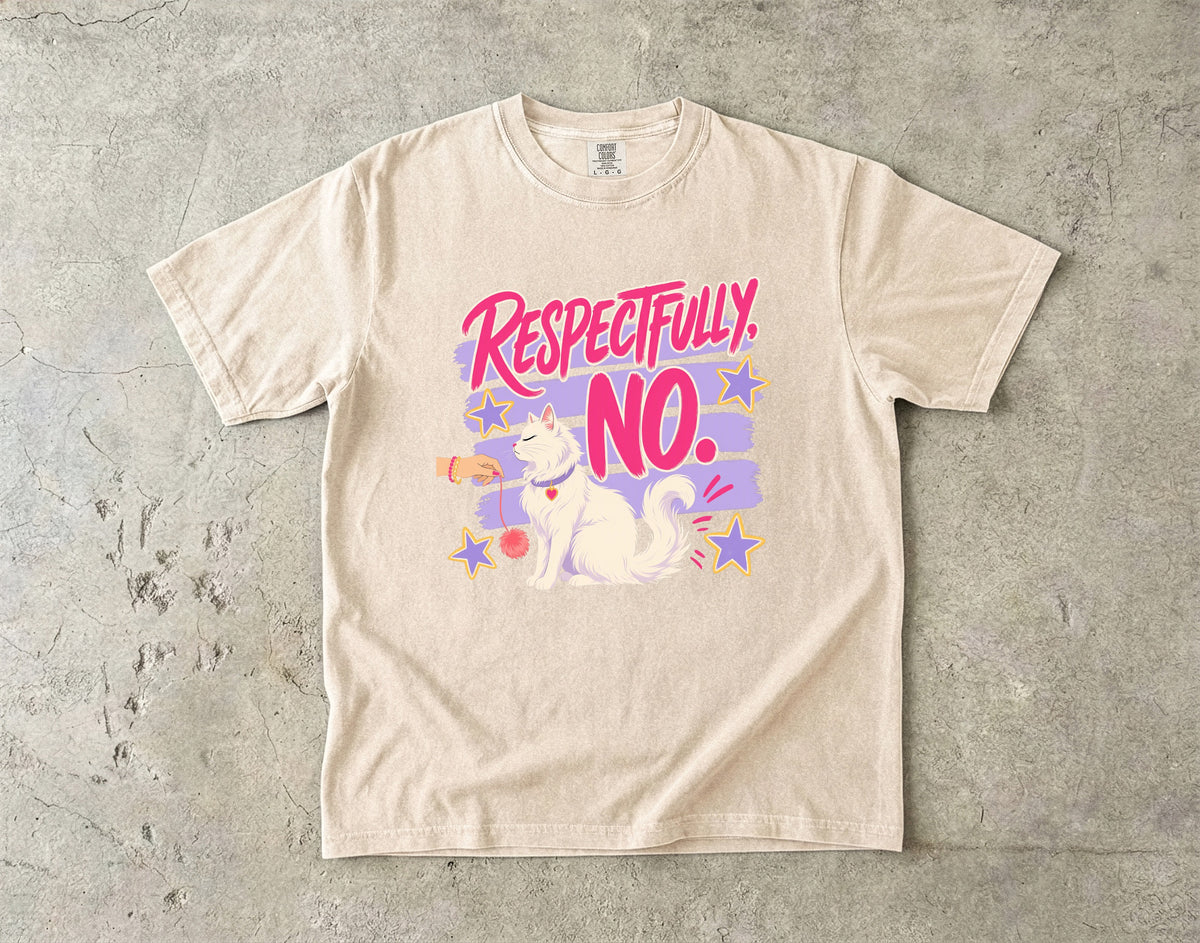 Respectfully No Sassy Cat Graphic T-Shirt