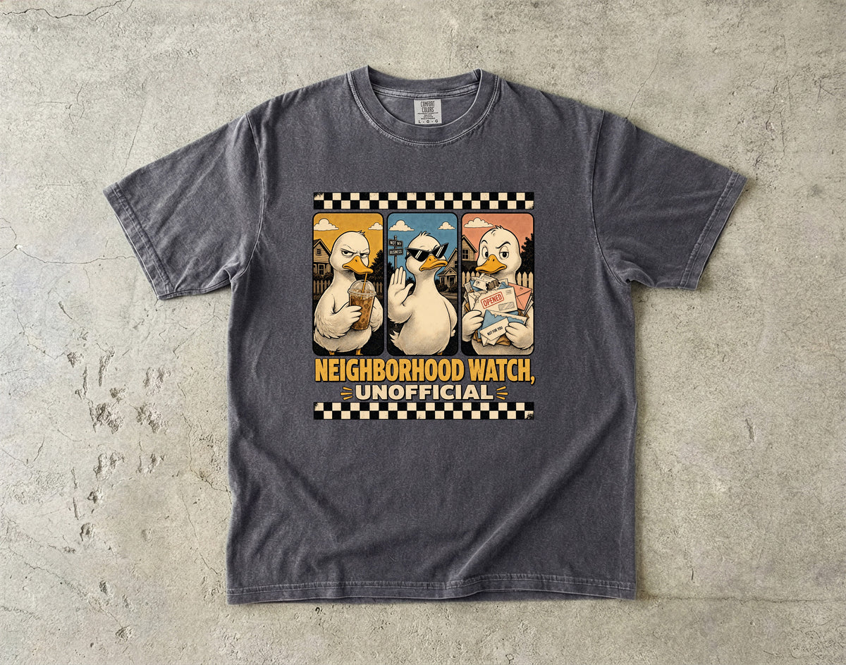 Neighborhood Watch Unofficial Funny Duck Graphic T-Shirt