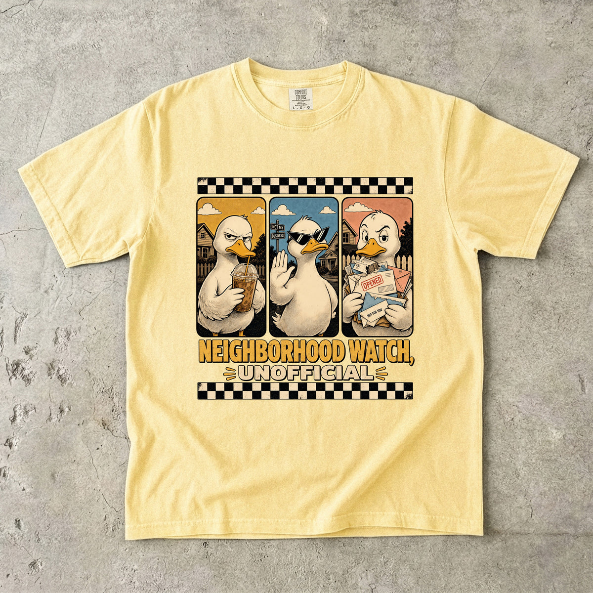 Neighborhood Watch Unofficial Funny Duck Graphic T-Shirt