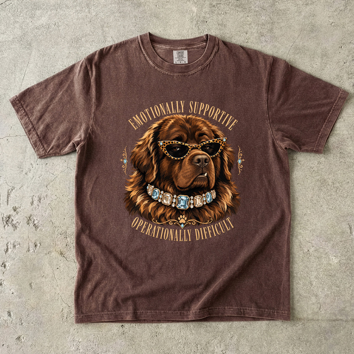 Emotionally Supportive Operationally Difficult Newfoundland Dog T-Shirt
