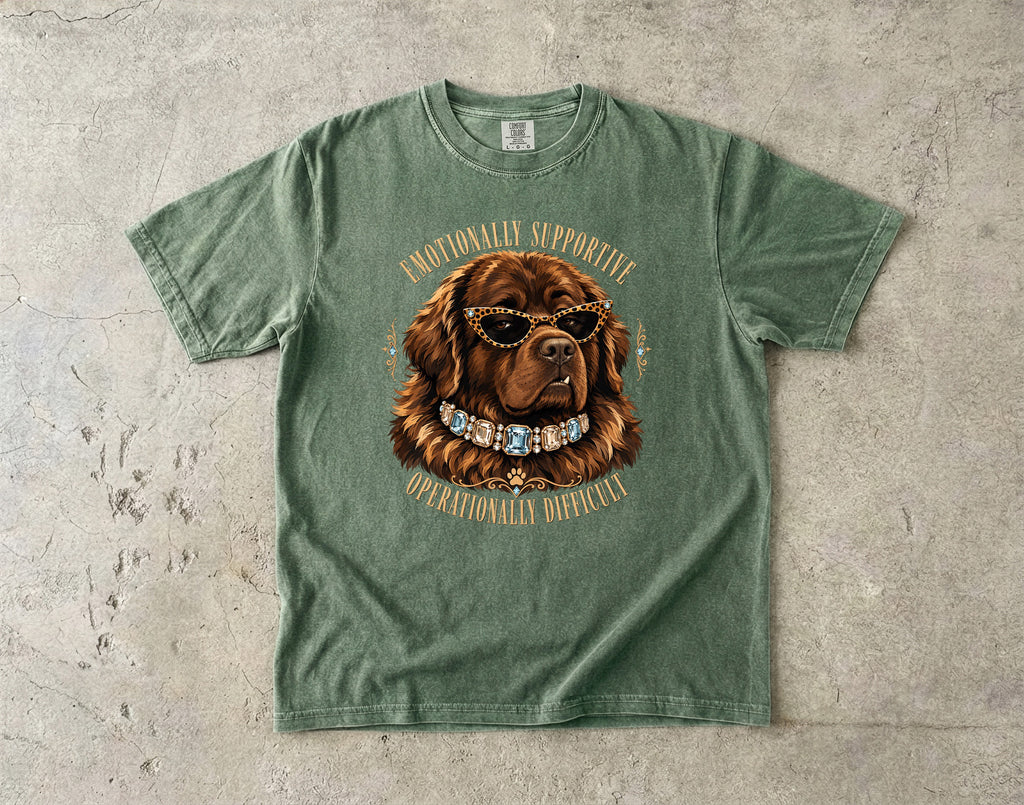 Emotionally Supportive Operationally Difficult Newfoundland Dog T-Shirt
