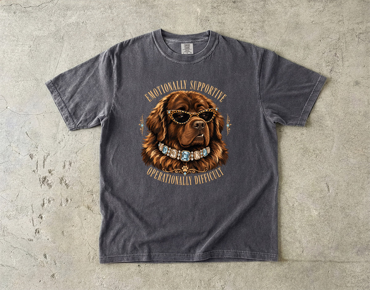 Emotionally Supportive Operationally Difficult Newfoundland Dog T-Shirt