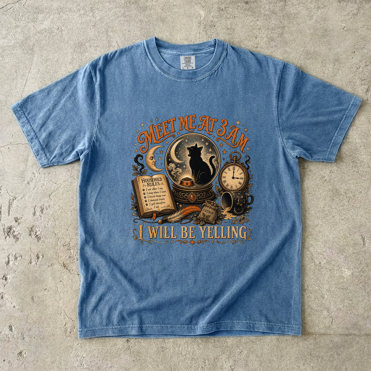 Meet Me At 3AM I Will Be Yelling Funny Black Cat T-Shirt