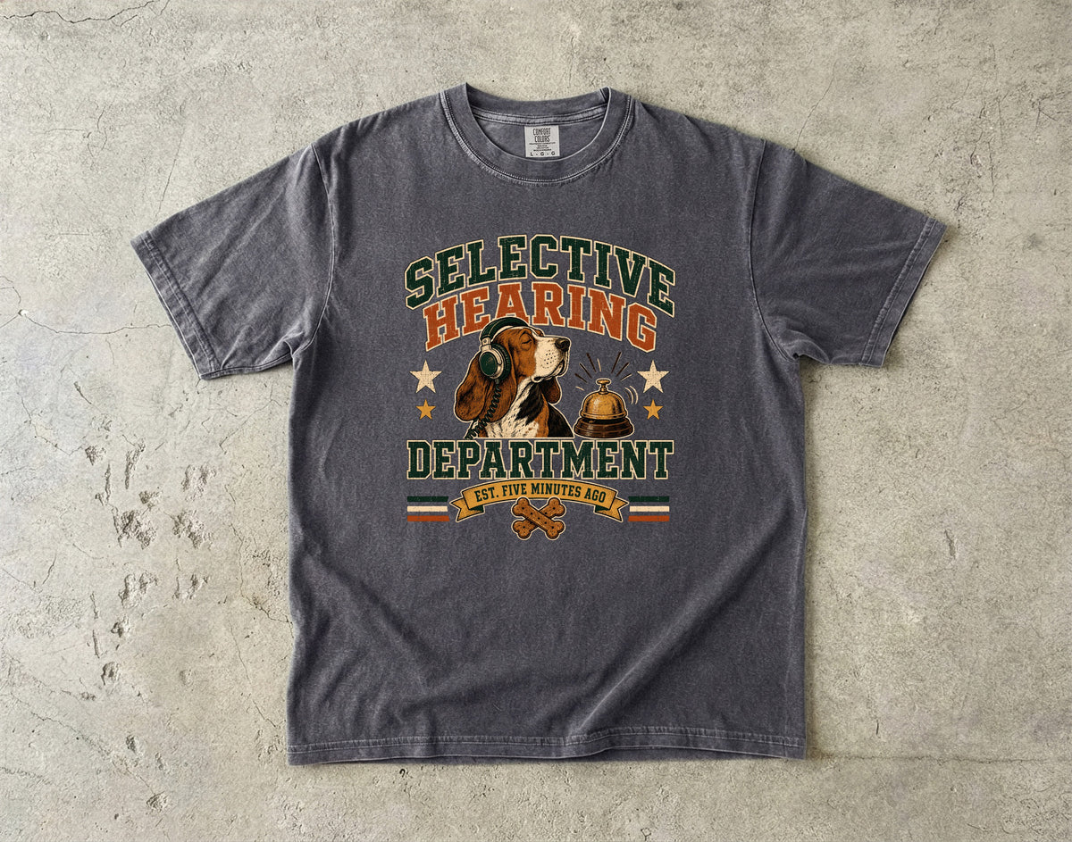 Selective Hearing Department Funny Basset Hound T-Shirt