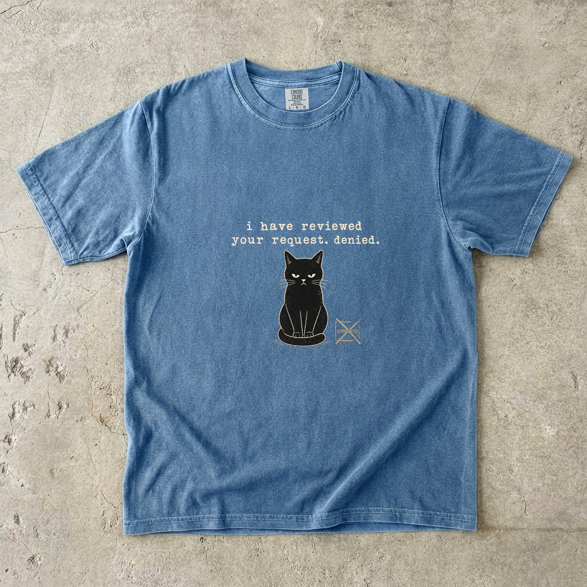 I Have Reviewed Your Request Denied Minimalist Black Cat T-Shirt