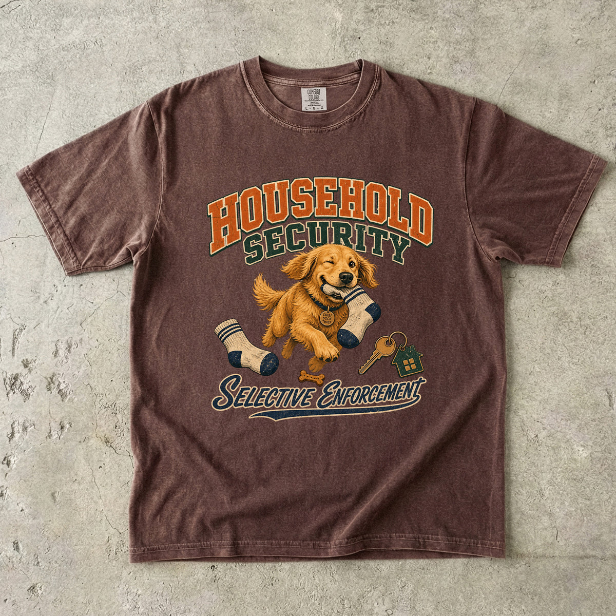 Household Security Selective Enforcement T-Shirt | Funny Golden Retriever Shirt | Dog Lover Gift | Comfort Colors Unisex Tee