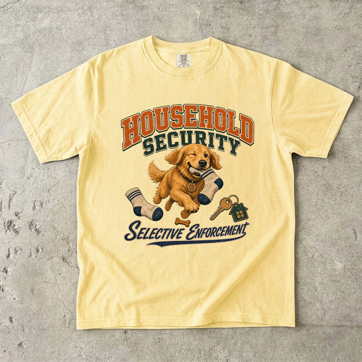 Household Security Selective Enforcement T-Shirt | Funny Golden Retriever Shirt | Dog Lover Gift | Comfort Colors Unisex Tee