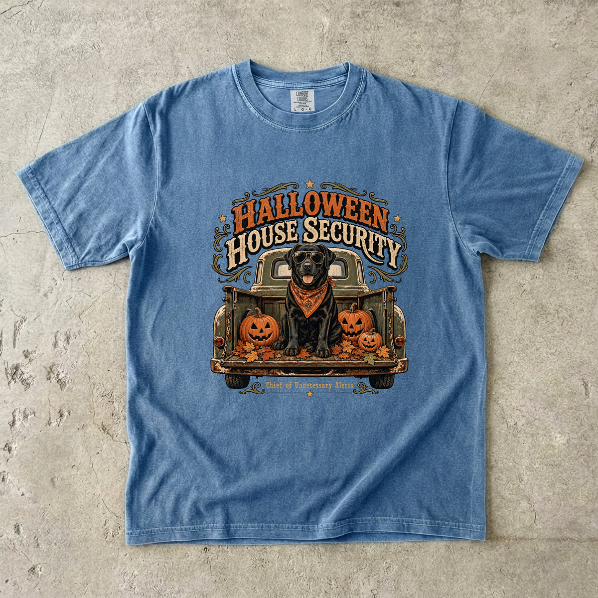 Funny Black Lab Halloween Shirt | House Security Unnecessary Alerts | Comfort Colors Tee