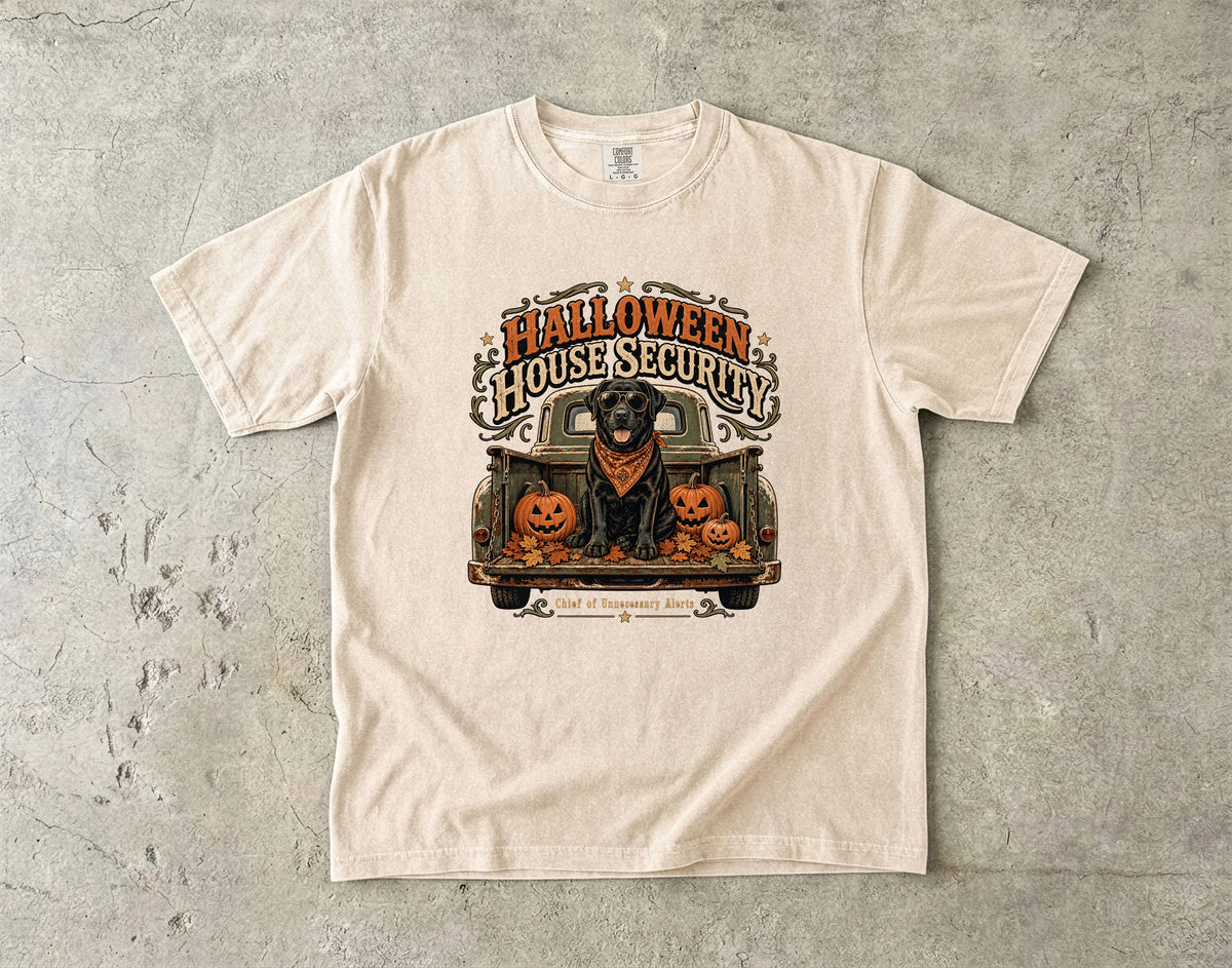 Funny Black Lab Halloween Shirt | House Security Unnecessary Alerts | Comfort Colors Tee