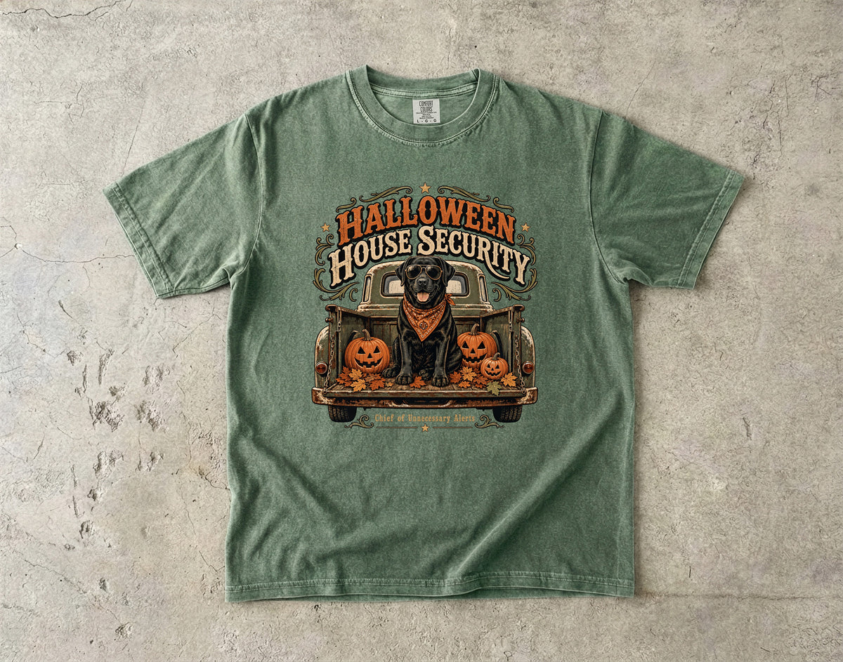 Funny Black Lab Halloween Shirt | House Security Unnecessary Alerts | Comfort Colors Tee