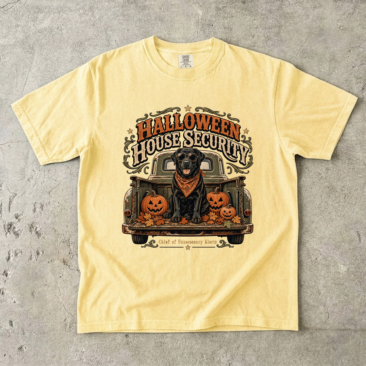 Funny Black Lab Halloween Shirt | House Security Unnecessary Alerts | Comfort Colors Tee