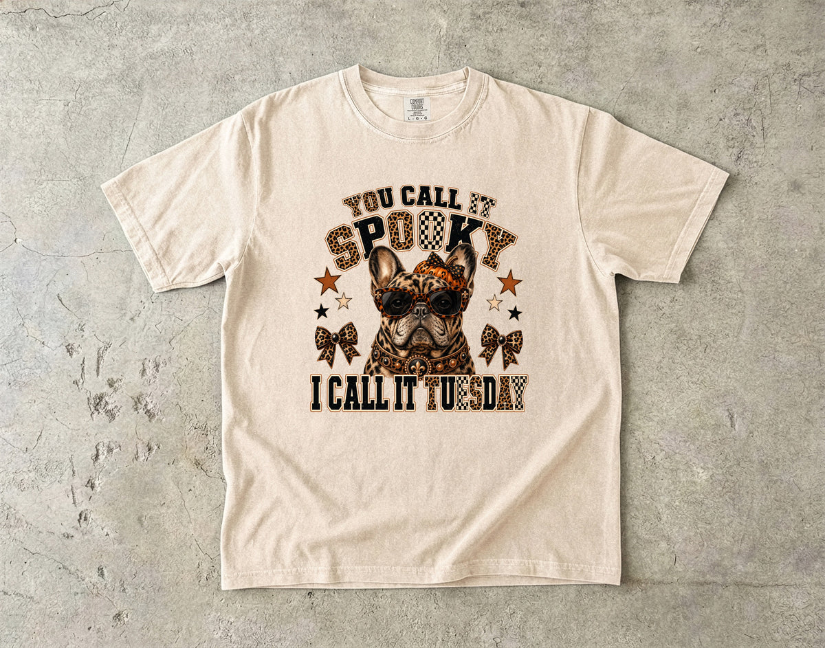 Funny French Bulldog Halloween Shirt | Spooky I Call It Tuesday | Comfort Colors Tee