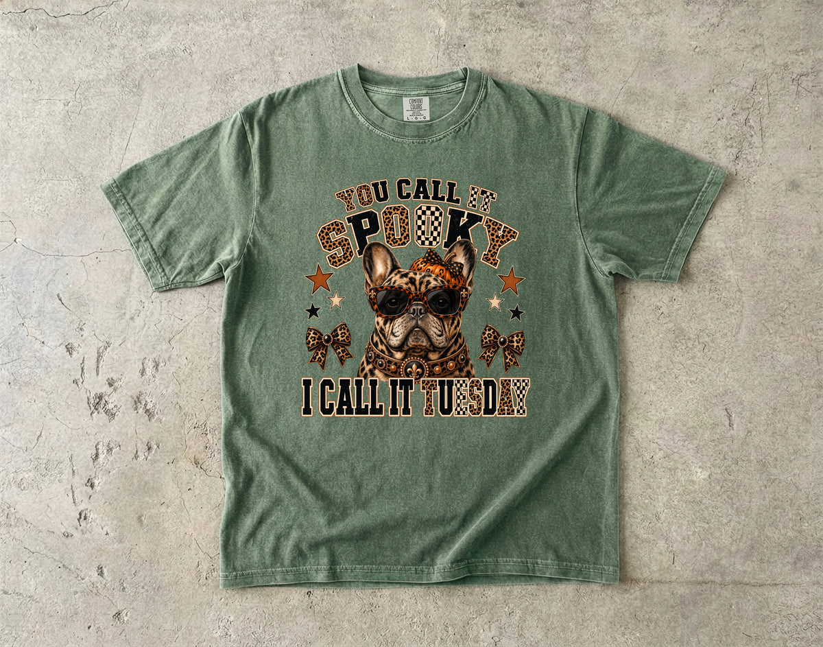 Funny French Bulldog Halloween Shirt | Spooky I Call It Tuesday | Comfort Colors Tee