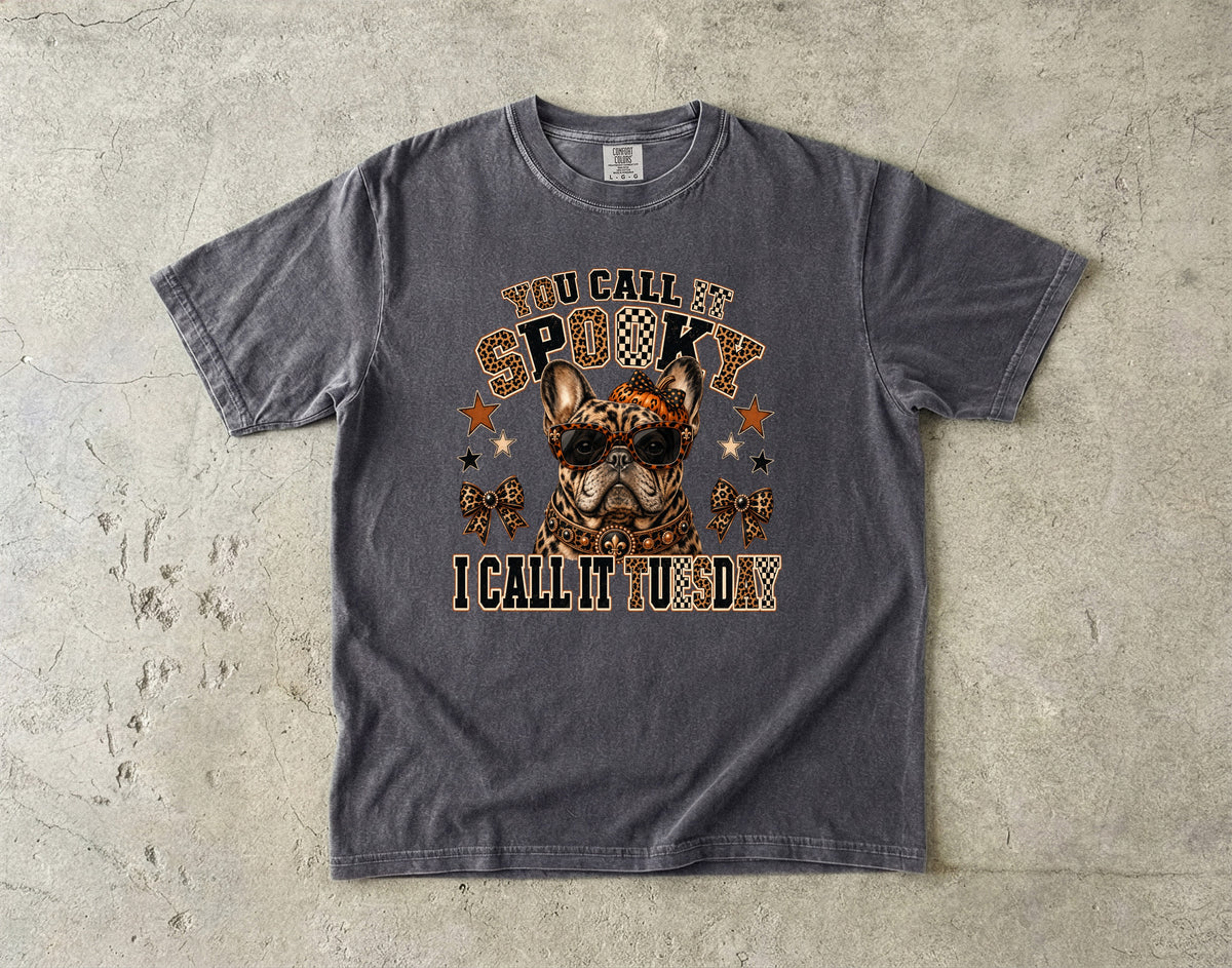 Funny French Bulldog Halloween Shirt | Spooky I Call It Tuesday | Comfort Colors Tee